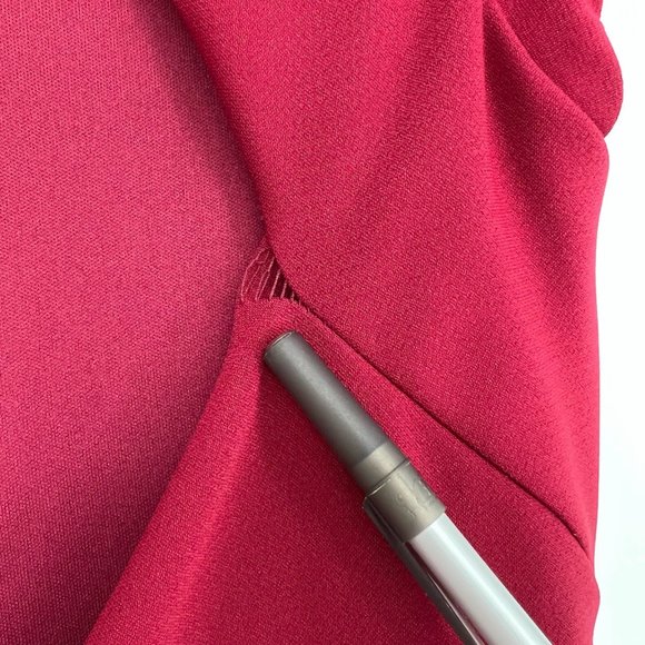 Thread Bridesmaid Size 4 Cap Sleeve Open-Back Trumpet Gown Front Slit Burgundy - Picture 9 of 12